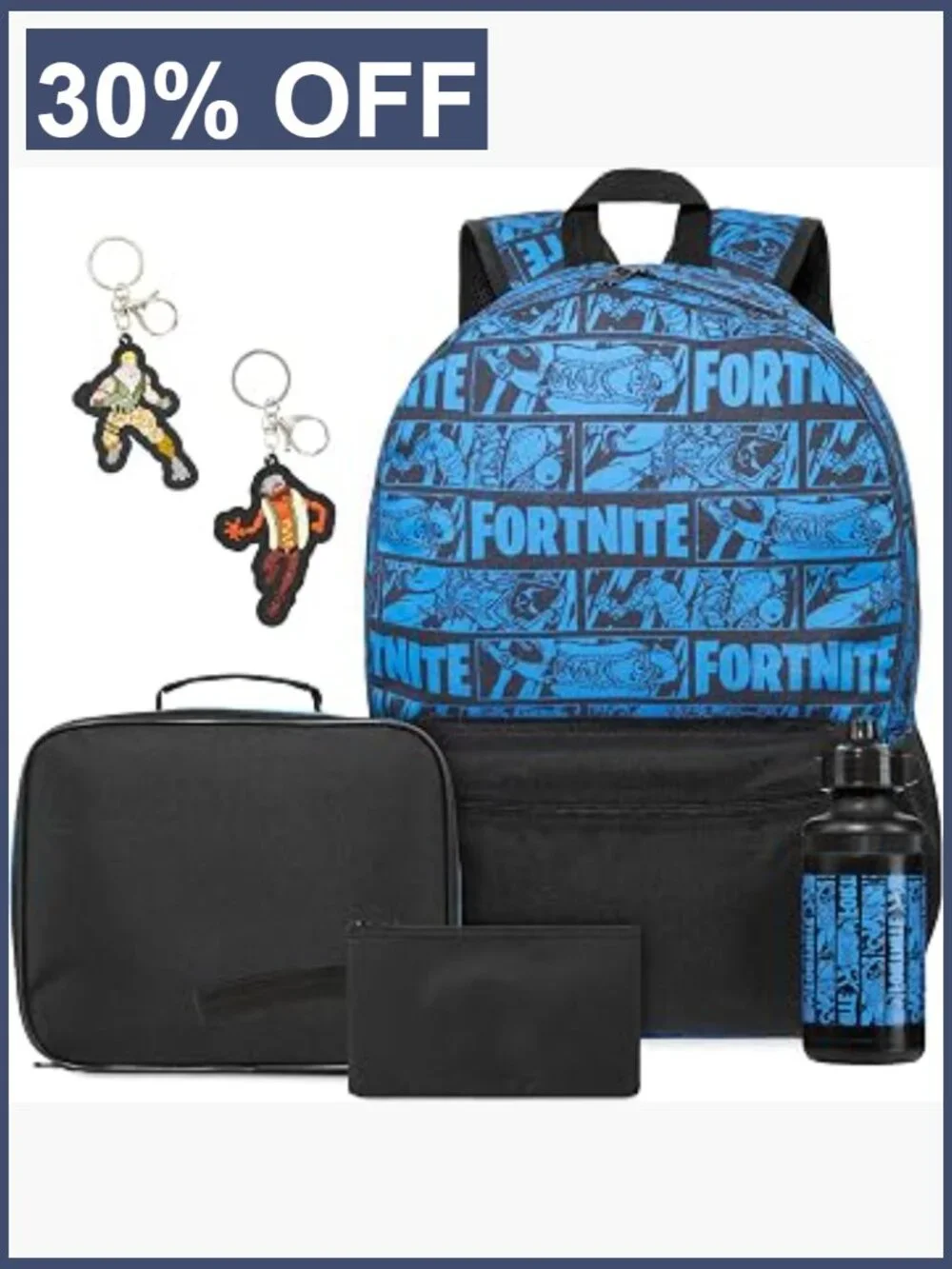 Fortnite Boys Backpack 6Pc School Set with Lunch Bag Pencil Case Bookbag